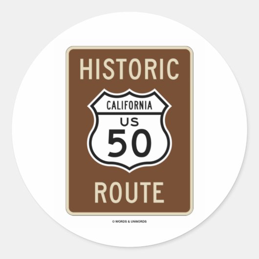 歴史的なルートUSハイウェイ50 (カリフォルニア) ラウンドシール (正面)