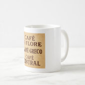 歴史的な喫茶店のタイポグラフィをフィーチャー コーヒーマグカップ (正面右)