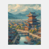 歴史的な奈良、古代奈良のモニュメント フリースブランケット (正面)