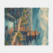 歴史的な奈良、古代奈良のモニュメント フリースブランケット (正面(横))