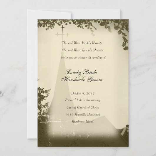 歴史的な教会Mackinacの島の結婚式招待状 招待状 (正面)