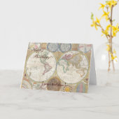 歴史的な旧世界の地図1794年-ハッピーバースデー カード (黄色い花)