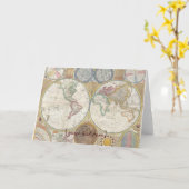 歴史的な旧世界の地図1794年-ブランク カード (黄色い花)