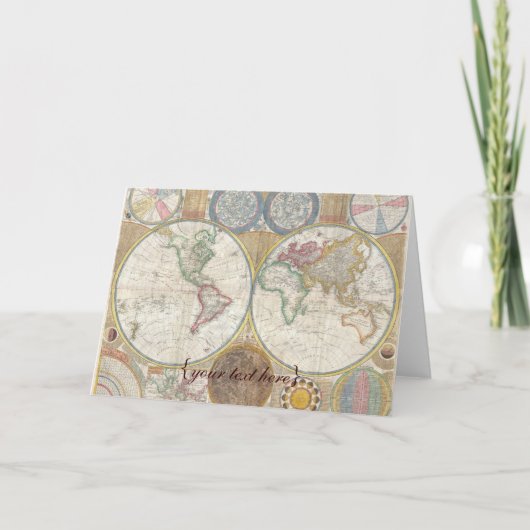 歴史的な旧世界の地図1794年-ブランク カード (正面)