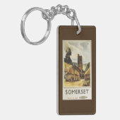 歴史的な村場面イギリスの鉄道ポスター キーホルダー (正面左)