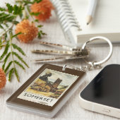 歴史的な村場面イギリスの鉄道ポスター キーホルダー (正面右)