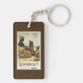歴史的な村場面イギリスの鉄道ポスター キーホルダー (裏面)