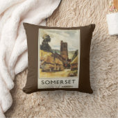 歴史的な村場面イギリスの鉄道ポスター クッション (ブランケット)