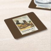 歴史的な村場面イギリスの鉄道ポスター スクエアペーパーコースター (アングル)