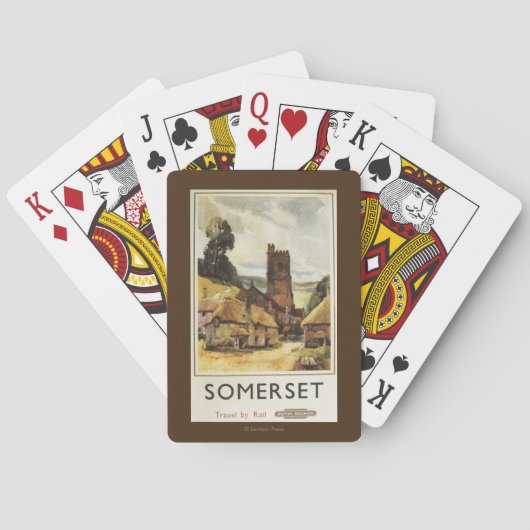 歴史的な村場面イギリスの鉄道ポスター トランプ (裏面)