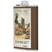 歴史的な村場面イギリスの鉄道ポスター フラスク (左)