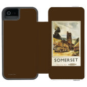 歴史的な村場面イギリスの鉄道ポスター INCIPIO iPhoneウォレットケース (フォリオオープン)