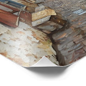 歴史的な町にバイクのある狭い路地 フォトプリント            (角)