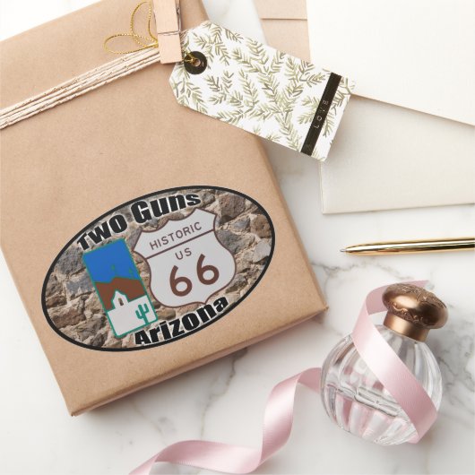歴史的な米国のルート66二つの銃アリゾナ 楕円形シール (ギフト)