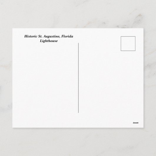 歴史的な聖アウグスティヌス、フロリダライトハウス シーズンポストカード (裏面)