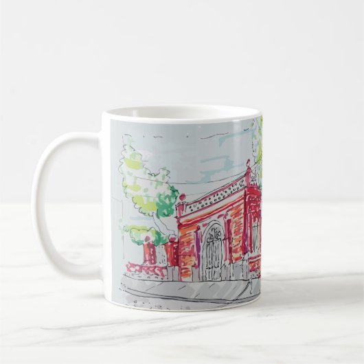 歴史的な赤レンガの入り口 コーヒーマグカップ (左)