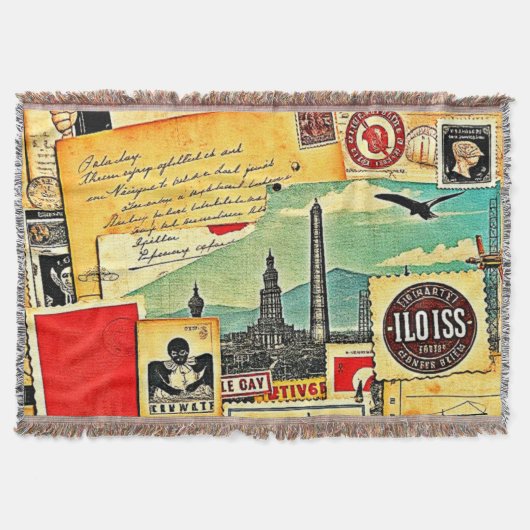 歴史的な郵便旅行 スローブランケット (正面)