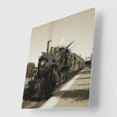 歴史的な鉄道 スクエア壁時計 (傾斜)