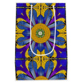 歴史的な青と黄色のモザイクの床 – あなたのテキスト ミディアムペーパーバッグ (裏面)
