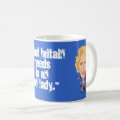 歴史的なPMマーガレット・サッチャーの風刺漫画イギリス コーヒーマグカップ (正面右)