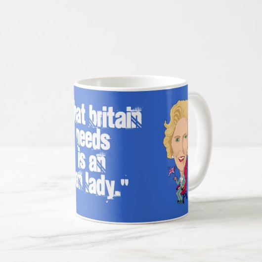 歴史的なPMマーガレット・サッチャーの風刺漫画イギリス コーヒーマグカップ (正面右)
