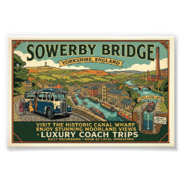 歴史的なSowerby Bridge Canal Wharfのヴィンテージアート フォトプリント