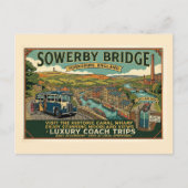 歴史的なSowerby Bridge Canal Wharfのヴィンテージアート ポストカード (正面)