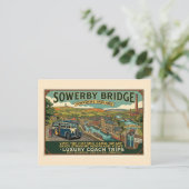 歴史的なSowerby Bridge Canal Wharfのヴィンテージアート ポストカード (スタンド正面)