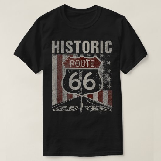 歴史的なUSAルート66ハイウェイヴィンテージアメリカロード Tシャツ (デザイン正面)