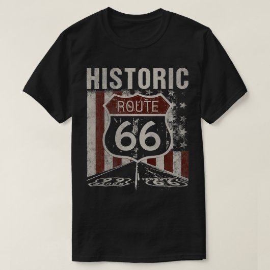 歴史的なUSAルート66ハイウェイヴィンテージアメリカロード Tシャツ (デザイン正面)