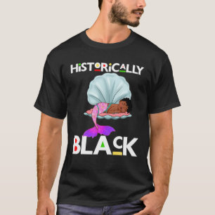 歴史的に黒マーメイドキュート女の子らしい女の子ブラウンS Tシャツ