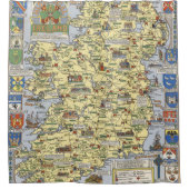 歴史的アイルランドの地図 シャワーカーテン (正面)