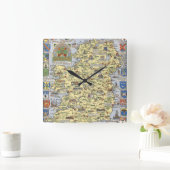 歴史的アイルランドの地図 スクエア壁時計 (ホーム)