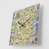 歴史的アイルランドの地図 スクエア壁時計 (傾斜)