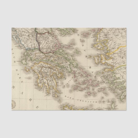 歴史的ギリシャ、パリの地図書の地図 薄葉紙 (正面)