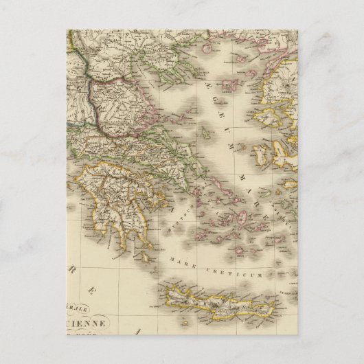 歴史的ギリシャ、パリアトラスの地図 ポストカード (正面)
