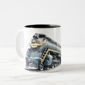 歴史的クラシックなアメリカレトロ蒸気機関 ツートーンマグカップ (正面左)