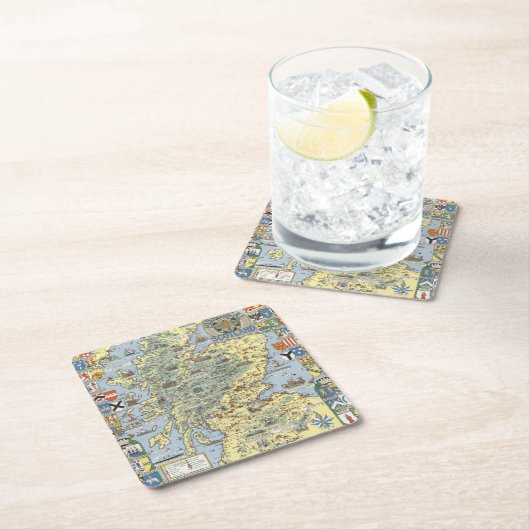 歴史的スコットランドの地図 スクエアペーパーコースター (インサイチュ)