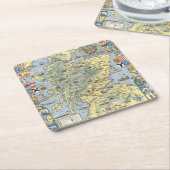 歴史的スコットランドの地図 スクエアペーパーコースター (アングル)