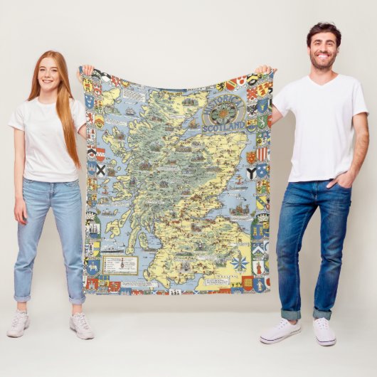 歴史的スコットランドの地図 フリースブランケット (インサイチュ)