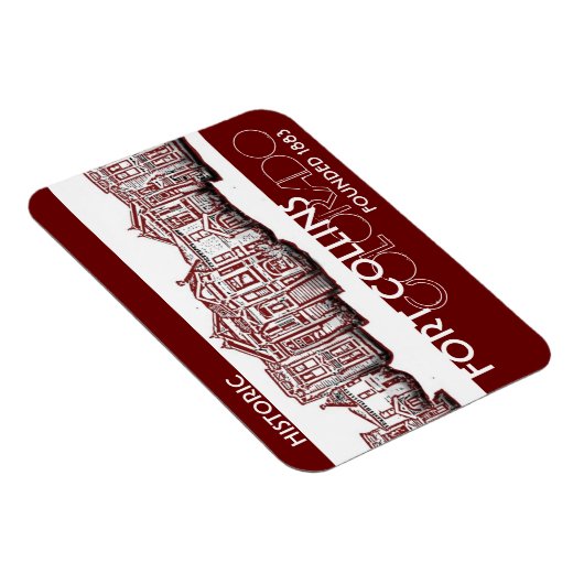 歴史的フォートコリンズCollinsコロラド赤い古い町の磁石 マグネット (右側)