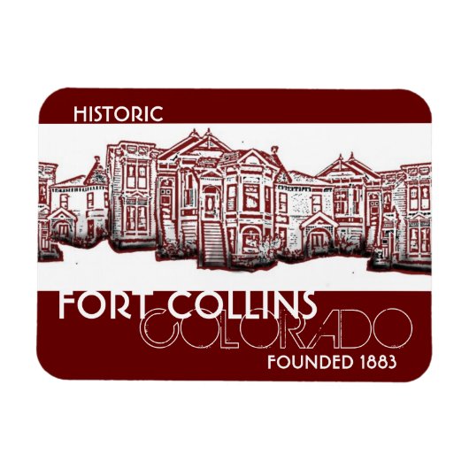 歴史的フォートコリンズCollinsコロラド赤い古い町の磁石 マグネット (横)
