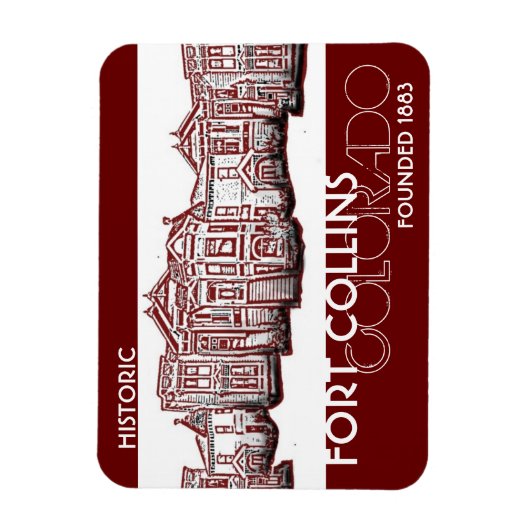 歴史的フォートコリンズCollinsコロラド赤い古い町の磁石 マグネット (縦)