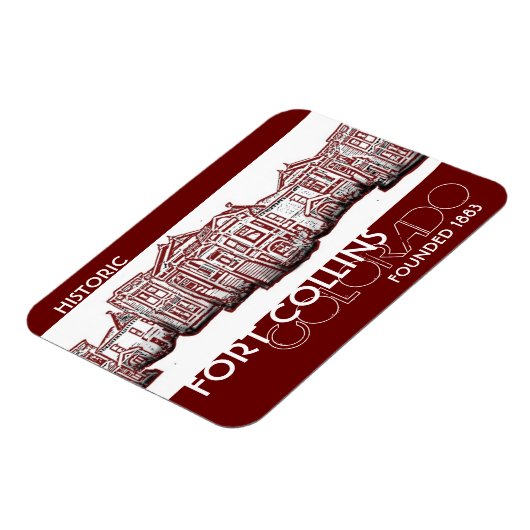 歴史的フォートコリンズCollinsコロラド赤い古い町の磁石 マグネット (左側)