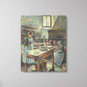 歴史的フランスのキッチン(by Maximilien Luce) キャンバスプリント
