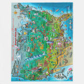 歴史的ルート66おもしろいマップ フリースブランケット (正面)