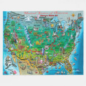 歴史的ルート66おもしろいマップ フリースブランケット (正面(横))