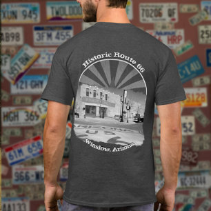 歴史的ルート66ウィンスローアリゾナ白黒 Tシャツ