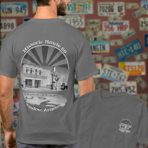 歴史的ルート66ウィンズローアリゾナ前背 Tシャツ