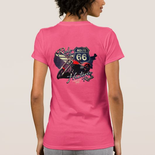 歴史的ルート66ロードトリップTにバイクに乗る Tシャツ (裏面)
